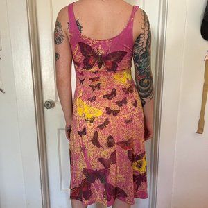 butterfly dropout midi dress with burnout details